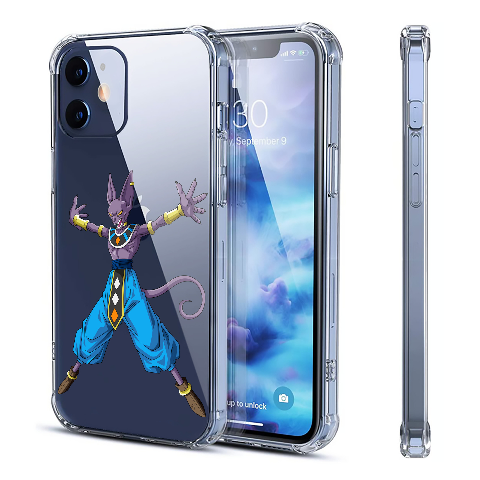 （画像用） ドラゴンボール ビルス 破壊神ビルス DRAGON BALL Beerus Birusu 【iPhone 12シリーズ対応】透明スマホケース（クリアソフトケース）